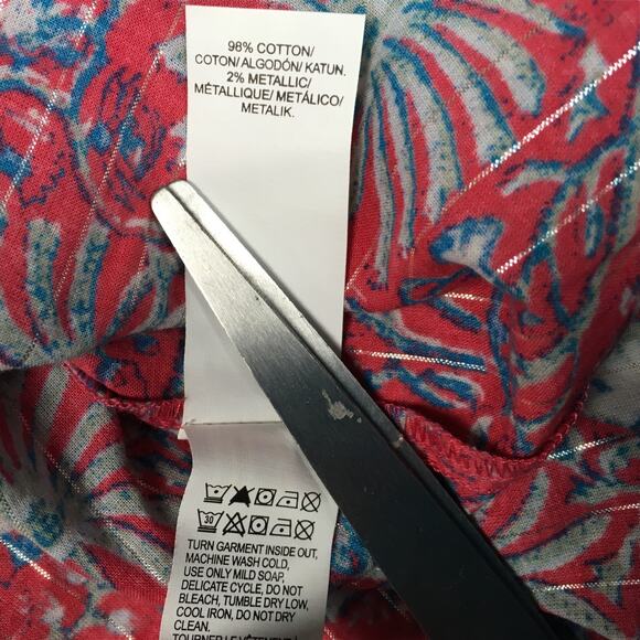 Lucky Brand Top Floral Metallic V-Neck Surplice Cold Shoulder Blouse‎ Women's S - Picture 7 of 10